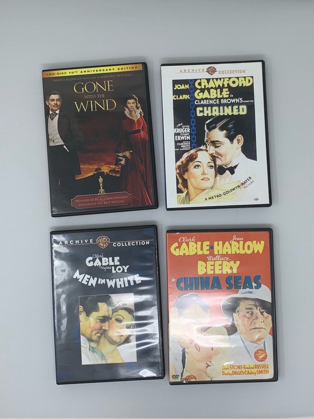 Pre-owned Classic Clark Gable Movies DVD Lot - Gone with the Wind + 3 Vintage